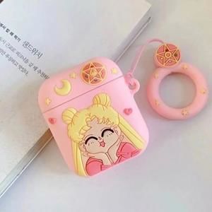 Airpods 1 / 2 Carton Girl Pink Silicone 3D Soft Case Cover